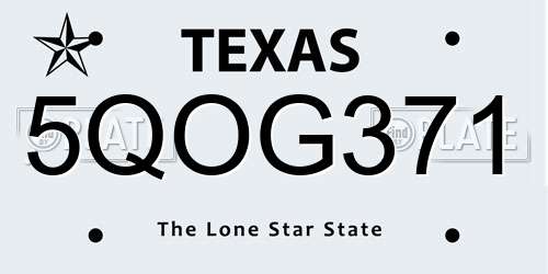 5QOG371 Texas License Plate