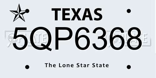 5QP6368 Texas License Plate