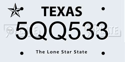 5QQ533 Texas License Plate