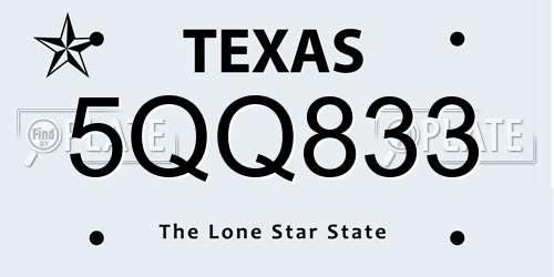 5QQ833 Texas License Plate
