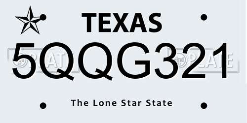 5QQG321 Texas License Plate