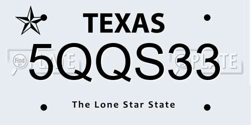 5QQS33 Texas License Plate