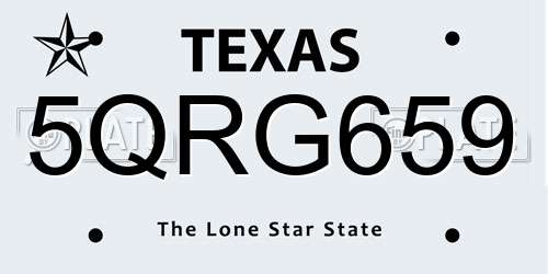 5QRG659 Texas License Plate