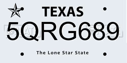 5QRG689 Texas License Plate