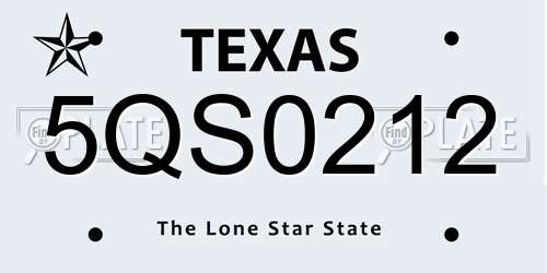 5QS0212 Texas License Plate