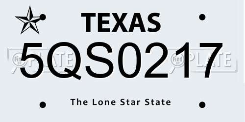 5QS0217 Texas License Plate