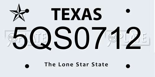 5QS0712 Texas License Plate