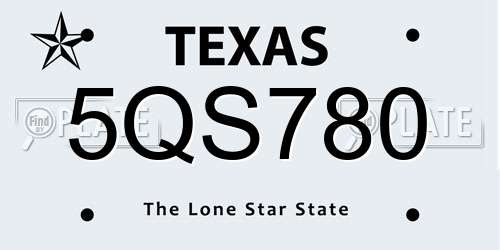 5QS780 Texas License Plate