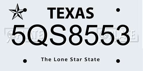 5QS8553 Texas License Plate