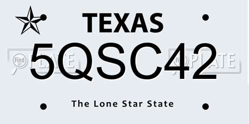5QSC42 Texas License Plate