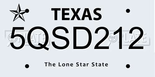 5QSD212 Texas License Plate