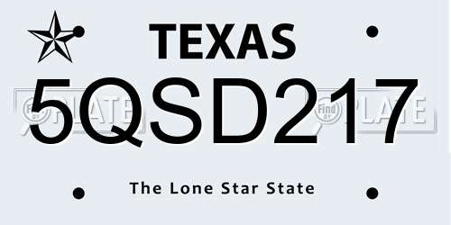 5QSD217 Texas License Plate
