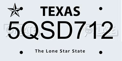 5QSD712 Texas License Plate