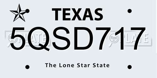 5QSD717 Texas License Plate