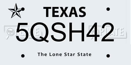 5QSH42 Texas License Plate