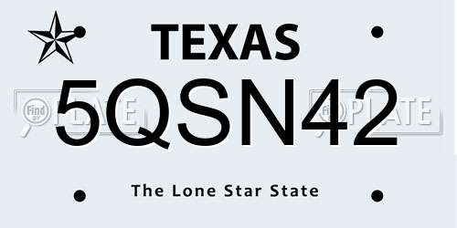 5QSN42 Texas License Plate