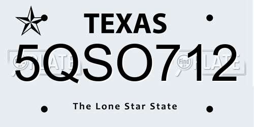 5QSO712 Texas License Plate
