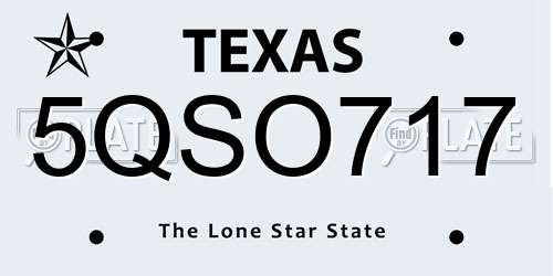 5QSO717 Texas License Plate