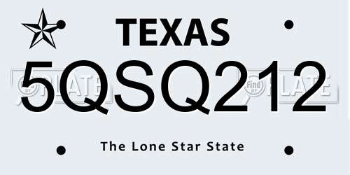 5QSQ212 Texas License Plate