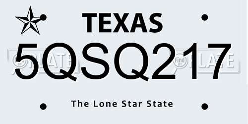 5QSQ217 Texas License Plate