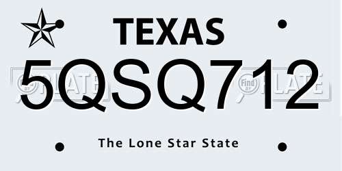 5QSQ712 Texas License Plate