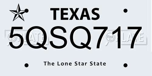 5QSQ717 Texas License Plate