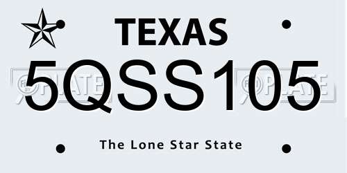 5QSS105 Texas License Plate