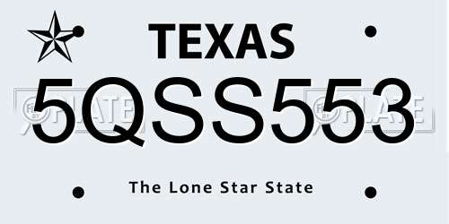 5QSS553 Texas License Plate