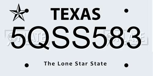 5QSS583 Texas License Plate