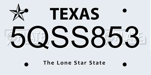 5QSS853 Texas License Plate