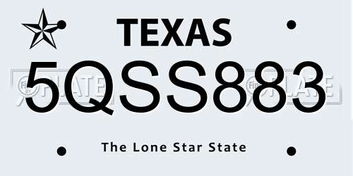 5QSS883 Texas License Plate