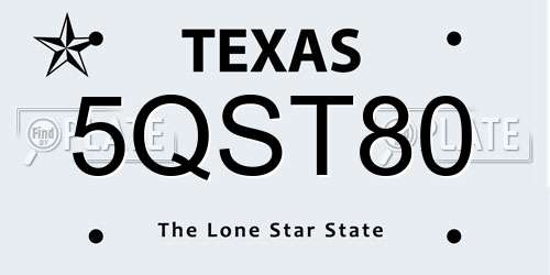 5QST80 Texas License Plate