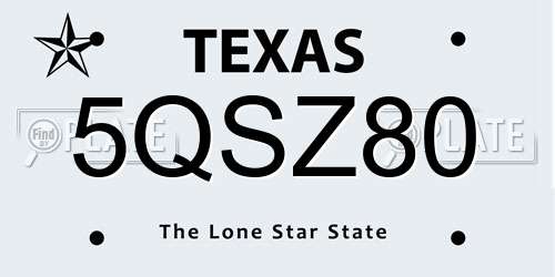 5QSZ80 Texas License Plate