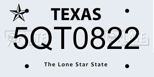 5QT0822 Texas License Plate