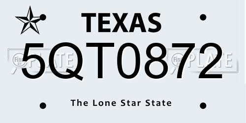 5QT0872 Texas License Plate