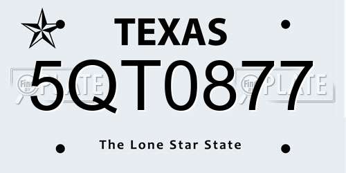 5QT0877 Texas License Plate
