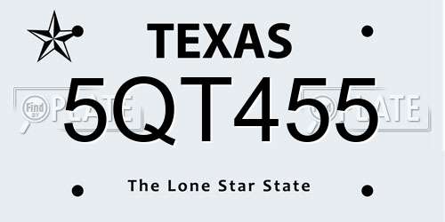 5QT455 Texas License Plate