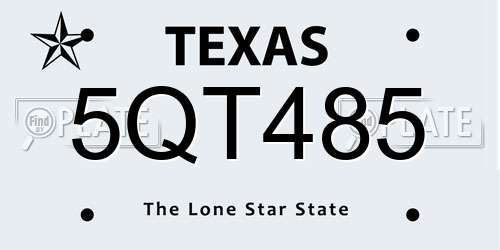 5QT485 Texas License Plate