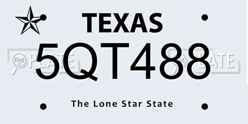 5QT488 Texas License Plate
