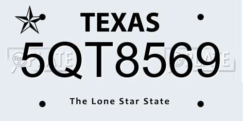 5QT8569 Texas License Plate