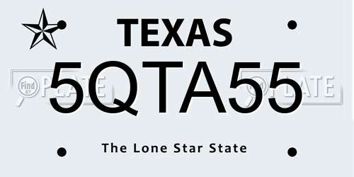 5QTA55 Texas License Plate