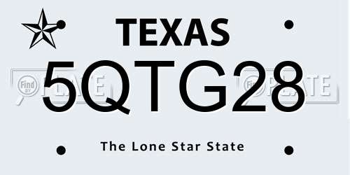 5QTG28 Texas License Plate