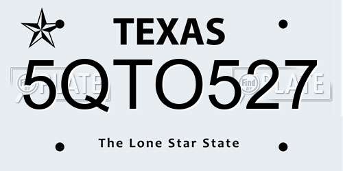 5QTO527 Texas License Plate