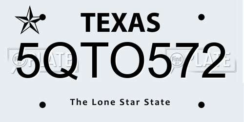 5QTO572 Texas License Plate