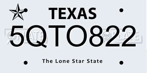 5QTO822 Texas License Plate