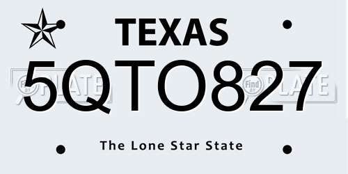 5QTO827 Texas License Plate