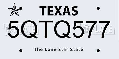 5QTQ577 Texas License Plate