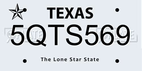 5QTS569 Texas License Plate