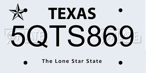 5QTS869 Texas License Plate