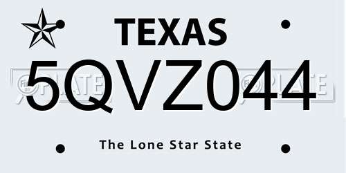5QVZ044 Texas License Plate